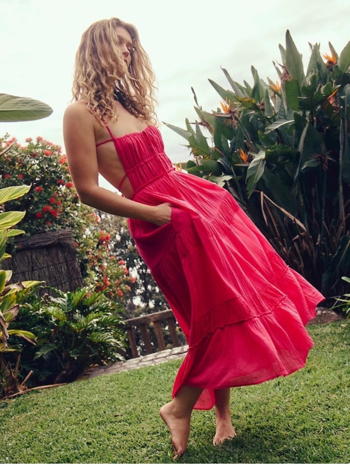 Free People Taking Sides Maxi Dress In Pink L